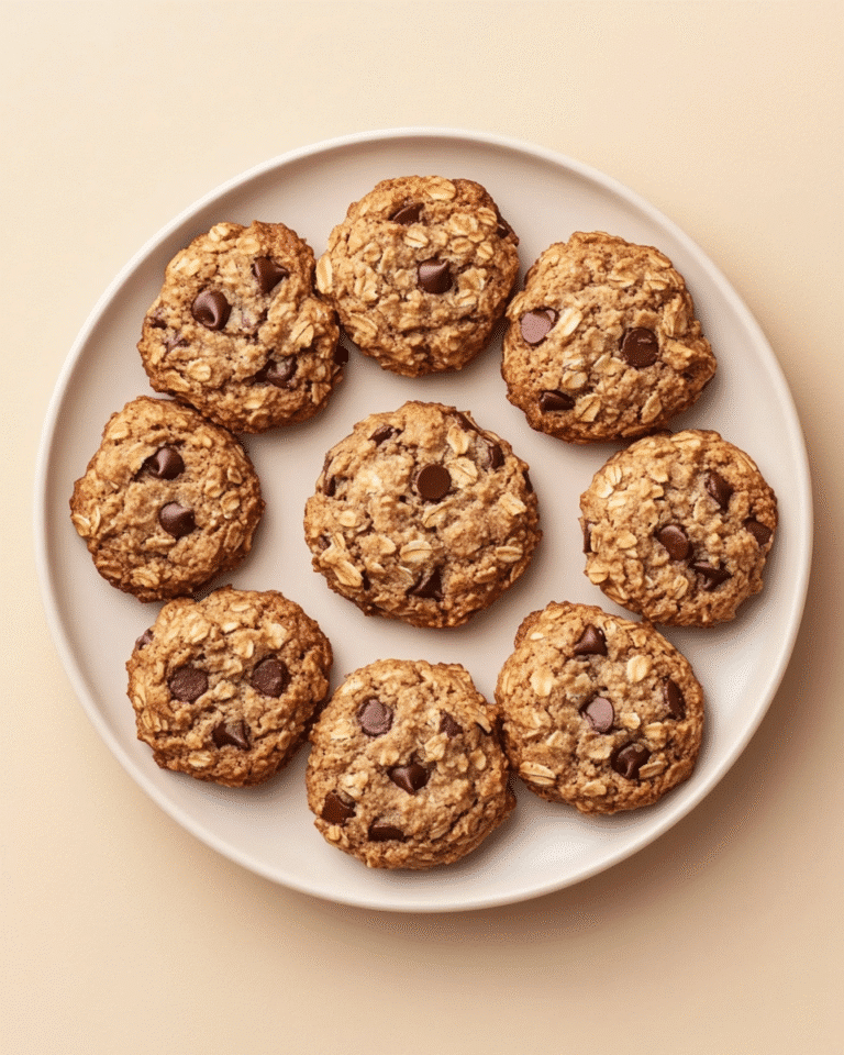 Top view of banana oat chocolate chip cookies