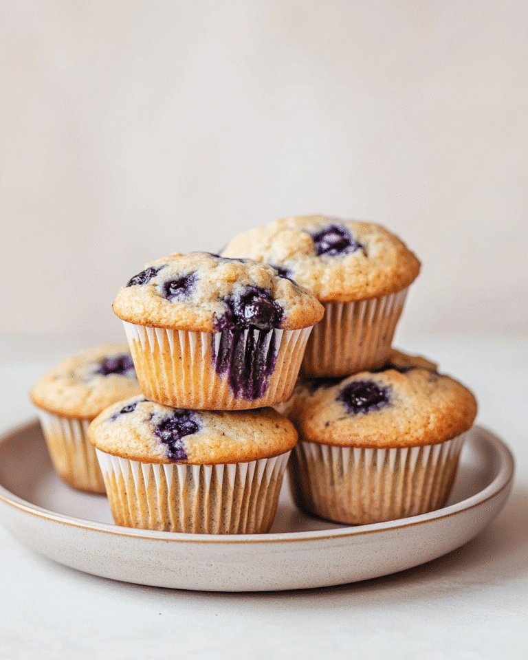 Greek yogurt blueberry muffins on ceramic plate