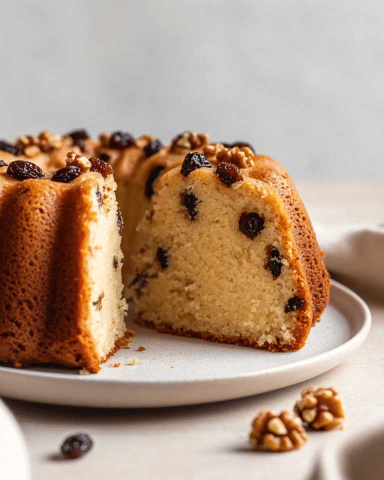 Sugar free cake with raisins and walnuts