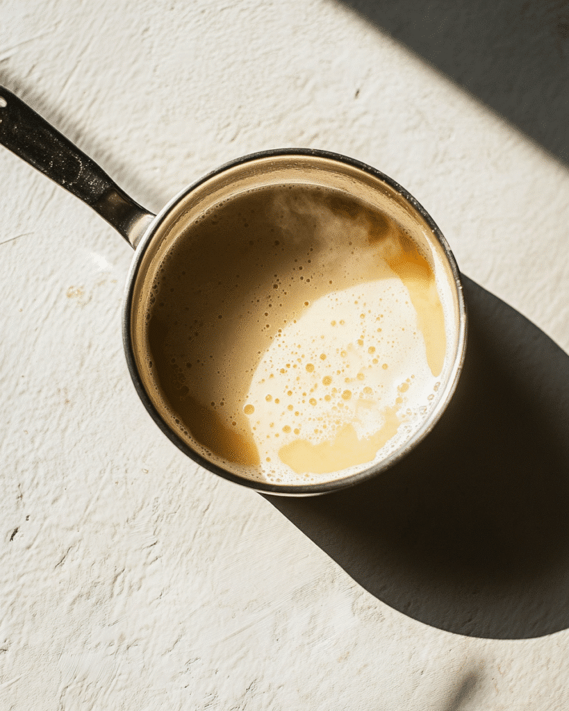 Sugar Free Pecan Pie Recipe – Amazing Diabetic-Friendly Treat (3g Net Carbs) 8 Melted butter and sweeteners in saucepan for pecan pie filling