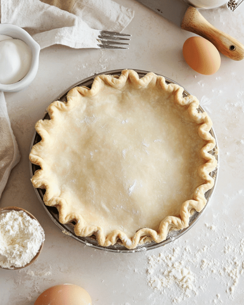 sealed apple pie crust with vent slits before baking