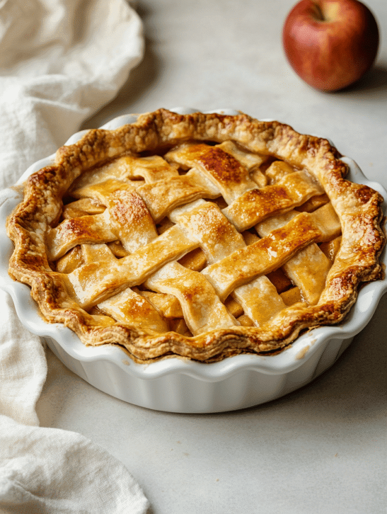 full sugar free apple pie top down view