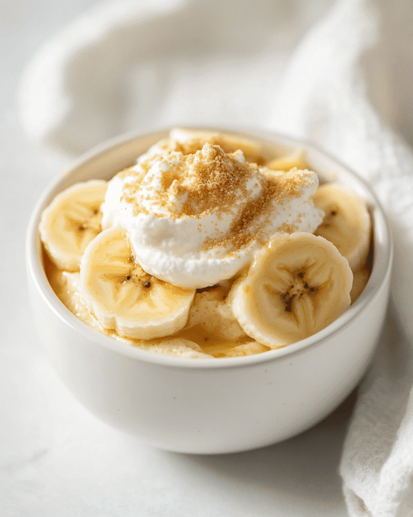 Sugar Free Banana Pudding That Tastes Like the Real Thing 8 serving of sugar free banana pudding in white bowl