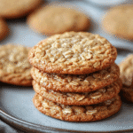 stack of sugar free oatmeal cookies on rustic plate