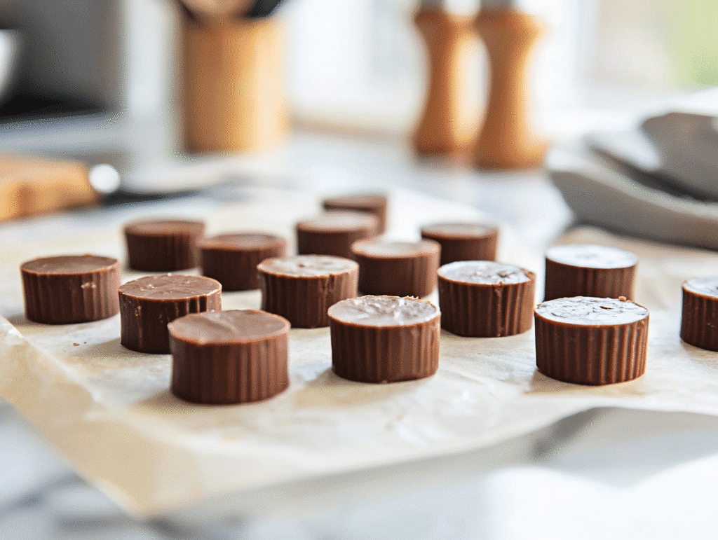 circular sugar free fudge being removed from molds