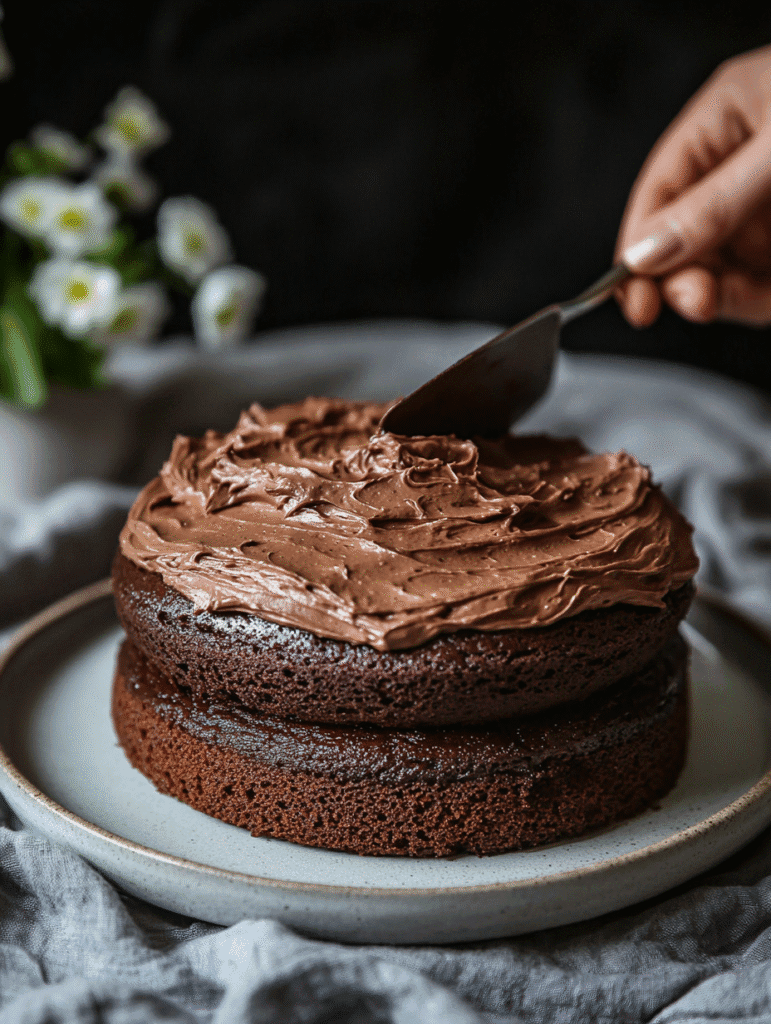 frosting sugar free chocolate cake with buttercream